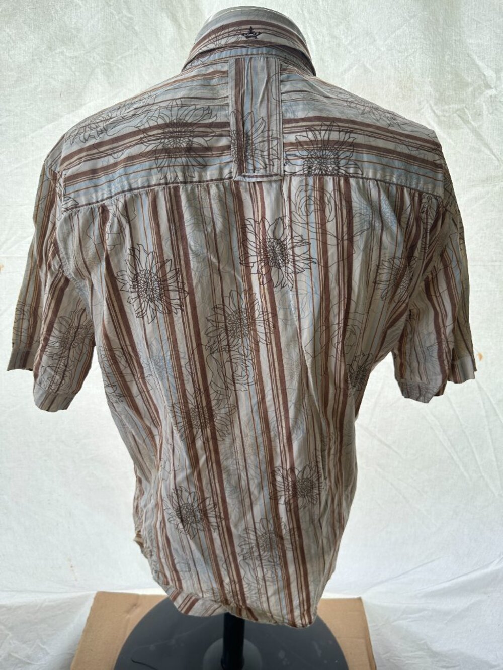 English Laundry Men's Floral Brown Beige Blue SS Button Front Shirt Large - Picture 4 of 4
